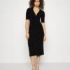 Center Front Knot Low Midi Dress - Jurk - Black