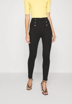 Anna Field Punto Leggings With Button Detail - Legging - Black