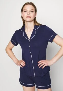 Anna Field Button Through Pj Set- Pyjama - Blue/White -Anna Field Boutique ca0de327115340e9b0cf3dcf947f73c6